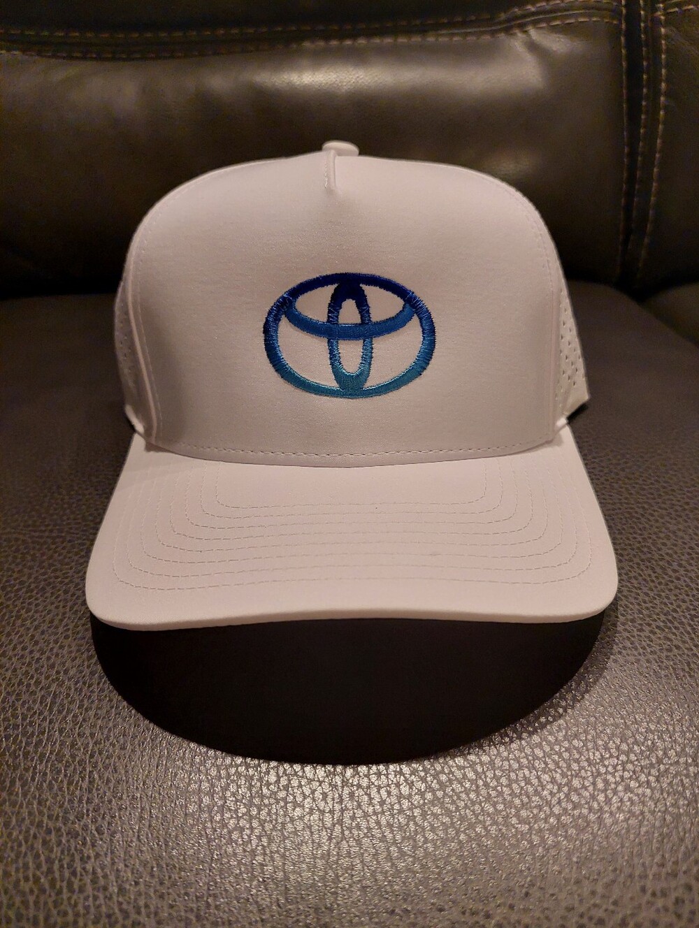 Toyota Logo Baseball Style Cap, Adult, Adjustable     White with Blue Logo